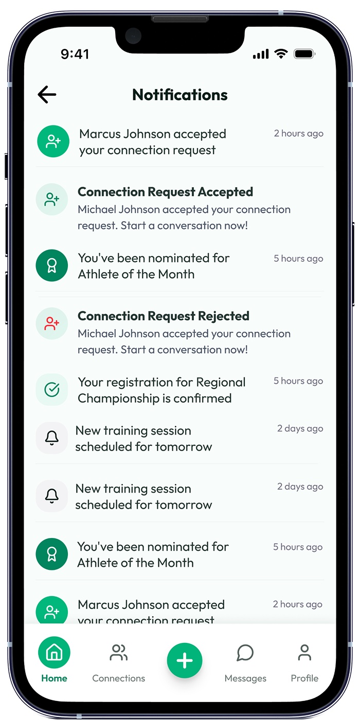 Global Sports app notifications screen